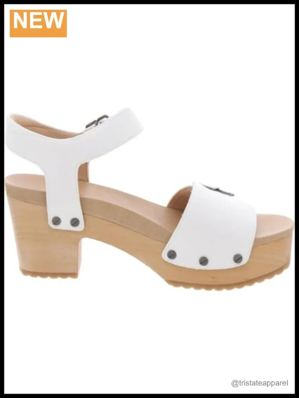 Platform Heeled Sandals with Leather Upper and Ankle Strap